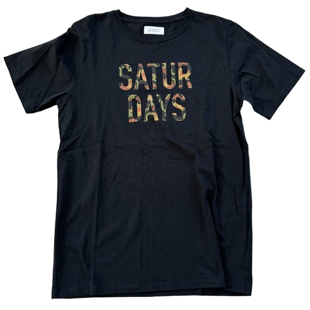 NWT Saturdays New York Men's Logo T-Shirt with Black/Camo, 100% Cotton, SMALL